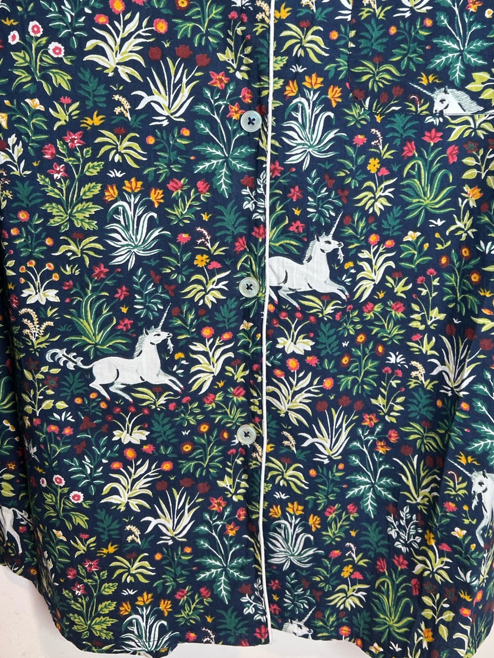 Printfresh Navy Unicorn's Garden Long Sleeve Sleep Shirt. Size 1X. NWT. - Picture 6 of 15